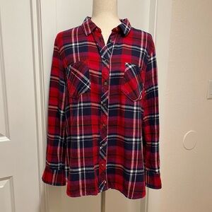 Merona Plaid Flannel Holiday Classic Thermal Red Purple Blue Cabincore Gorpcore